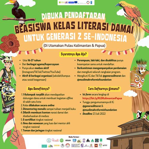 Kelas Literasi Damai untuk Generasi Z se-Indonesia (Diutamakan Wilayah Kalimantan dan Papua)